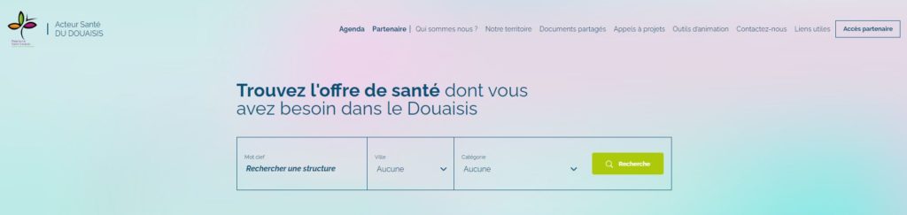 Page d'accueil du site Acteur Santé du Douaisis